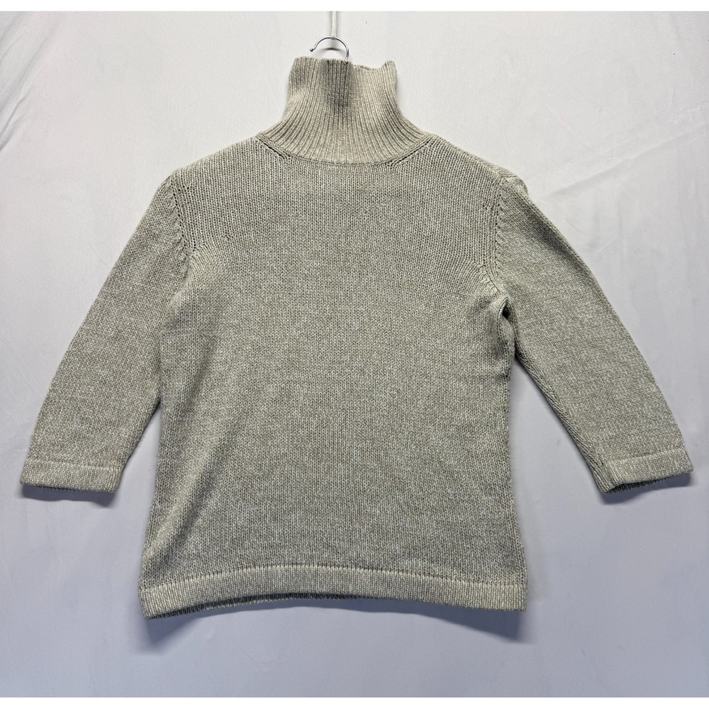 Vintage Liz Claiborne Lizsport Sweater Womens Small Beige Turtleneck Tight Knit
